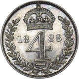 1888 Maundy Fourpence - Victoria British Silver Coin - Superb