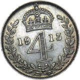 1913 Maundy Fourpence - George V British Silver Coin - Superb