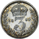 1890 Threepence - Victoria British Silver Coin - Superb