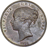 1858 Penny - Victoria British Copper Coin - Very Nice