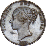 1858 Penny - Victoria British Copper Coin - Very Nice