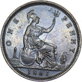 1861 Penny - Victoria British Bronze Coin - Very Nice