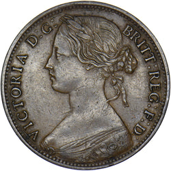 1861 Penny - Victoria British Bronze Coin - Very Nice