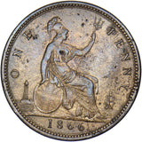 1866 Penny - Victoria British Bronze Coin