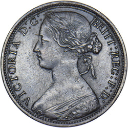 1866 Penny - Victoria British Bronze Coin - Very Nice
