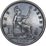 1866 Penny - Victoria British Bronze Coin - Very Nice