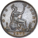 1875 Penny - Victoria British Bronze Coin - Very Nice