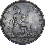 1875 H Penny - Victoria British Bronze Coin