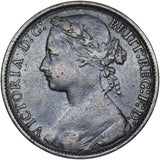 1876 H Penny - Victoria British Bronze Coin - Nice