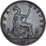 1881 H Penny - Victoria British Bronze Coin - Nice