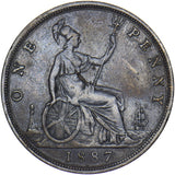1887 Penny - Victoria British Bronze Coin - Nice