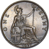 1897 Penny - Victoria British Bronze Coin - Very Nice