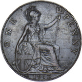 1912 H Penny - George V British Bronze Coin - Nice