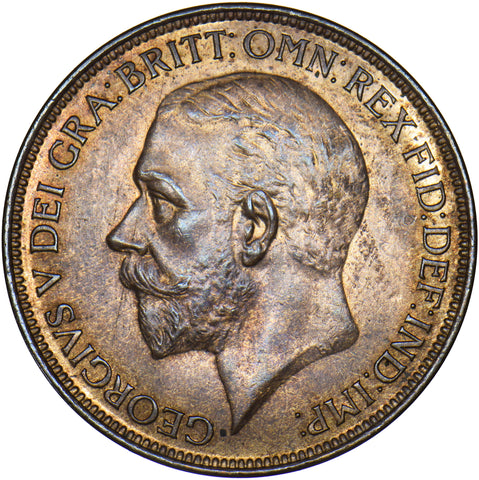 1927 Penny - George V British Bronze Coin - Superb