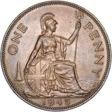 1945 Penny - George VI British Bronze Coin - Superb