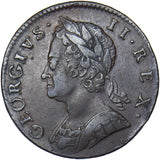 1747 Halfpenny - George II British Copper Coin - Nice