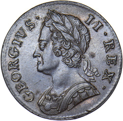 1754 Halfpenny - George II British Copper Coin - Very Nice
