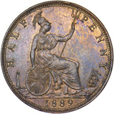 1889 Halfpenny - Victoria British Bronze Coin - Very Nice