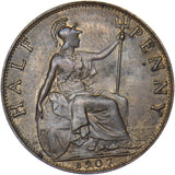 1907 Halfpenny - Edward VII British Bronze Coin - Very Nice