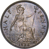1934 Halfpenny - George V British Bronze Coin - Very Nice