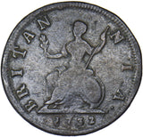 1732 Farthing - George II British Copper Coin