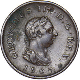 1807 Farthing - George III British Copper Coin