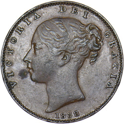 1838 Farthing - Victoria British Copper Coin - Nice