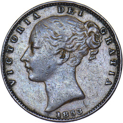 1853 Farthing (WW Incuse) - Victoria British Copper Coin - Nice