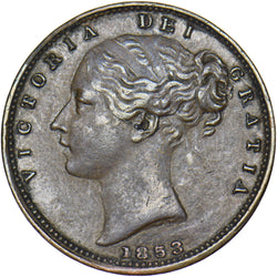 1853 Farthing (WW Raised.) - Victoria British Copper Coin - Nice