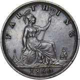 1860 Farthing (TB) - Victoria British Bronze Coin - Nice