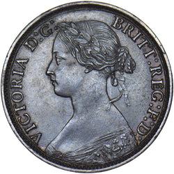 1862 Farthing - Victoria British Bronze Coin - Very Nice