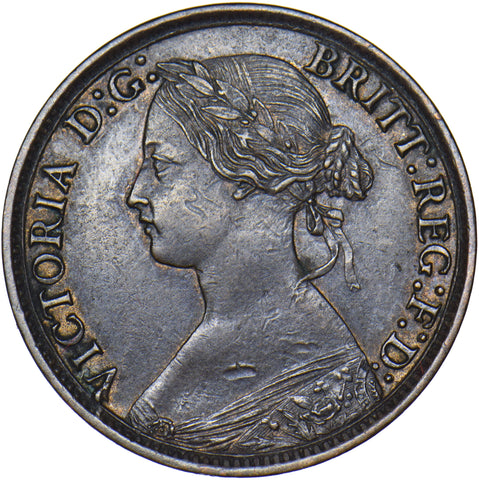 1864 Farthing - Victoria British Bronze Coin - Very Nice