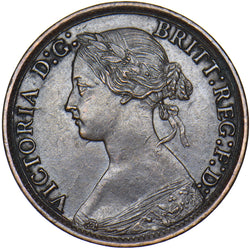 1865 Farthing - Victoria British Bronze Coin - Very Nice