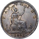 1867 Farthing - Victoria British Bronze Coin - Very Nice
