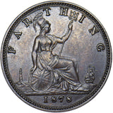 1878 Farthing - Victoria British Bronze Coin - Nice