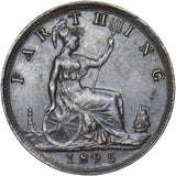 1895 Farthing (Bun Head) - Victoria British Bronze Coin - Nice