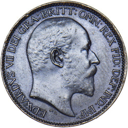 1909 Farthing - Edward VII British Bronze Coin - Very Nice