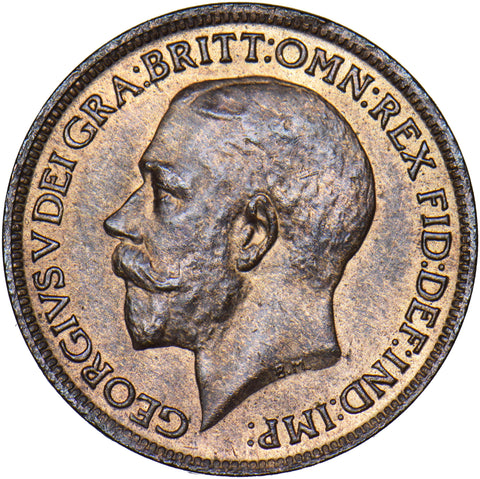 1919 Farthing - George V British Bronze Coin - Very Nice