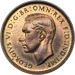 1937 Proof Farthing - George VI British Bronze Coin - Superb
