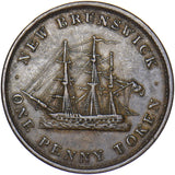 1843 Canada New Brunswick Victoria 1 Penny Token. - Light Graffiti