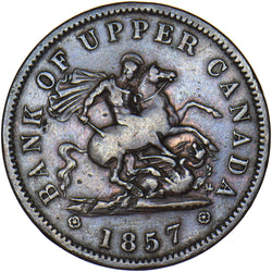 1857 Bank Of Upper Canada 1 Penny Token - Nice