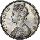 1862 India 1 Rupee (1/0 dots) - Victoria Silver Coin - Very Nice