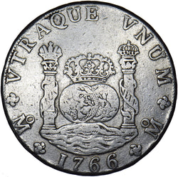 1766 Mexico 8 Reales (Pillar Dollar) - Charles III Silver Coin - Nice