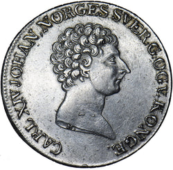 1821 Norway 1 Specie Daler - Carl XIV Johan Silver Coin - Very Nice