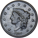 1836 USA Large 1 Cent Penny - Coronet Head Copper Coin