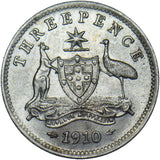 1910 Australia Threepence - Edward VII Silver Coin - Superb