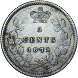 1871 Canada 5 Cents - Victoria Silver Coin - Very Nice