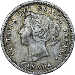 1890 H Canada 5 Cents - Victoria Silver Coin - Nice