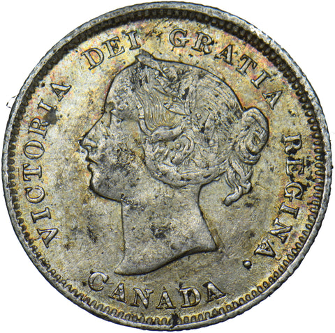 1896 Canada 5 Cents - Victoria Silver Coin - Very Nice