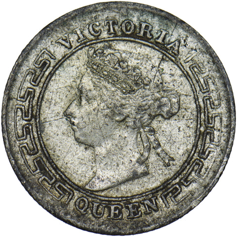 1894 Ceylon 10 Cents - Victoria Silver Coin - Nice